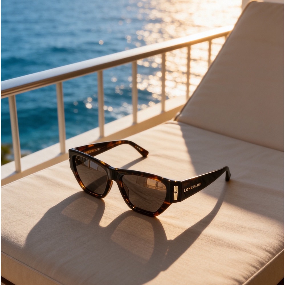 Longchamp LO774S Dark Tortoise Shell Rectangle Sunglasses 54mm Acetate